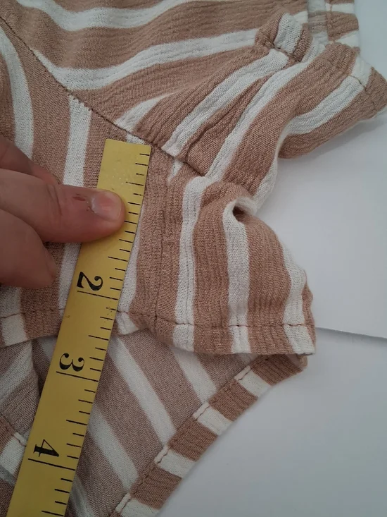 No Boundaries Tan and White Striped High Waist Drawstring Shorts Size XXL - Picture 9 of 9